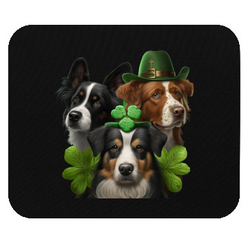 Discover st Patricks day shamrock and dogs Mouse Pads
