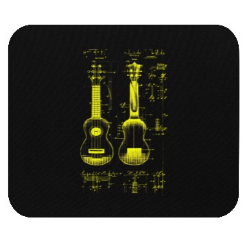 Discover Neon Yellow Ukulele Da Vinci Blueprint Mouse Pads