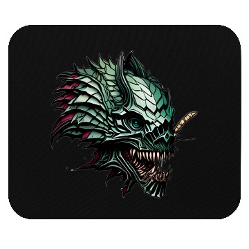 Discover Sharp toothed Menace A Scaly Green Monster Mouse Pads