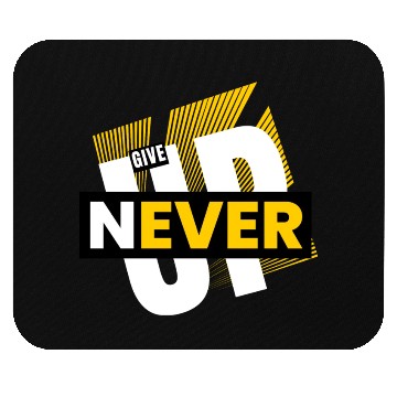 Discover White Yellow Typography Never Give Up Mouse Pads