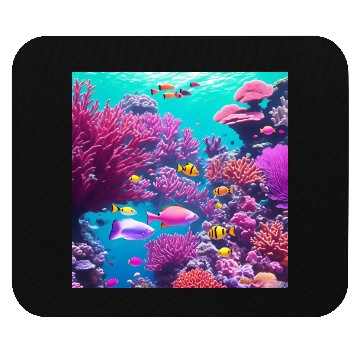 Discover Viral magenta coral reef with tropical fish Mouse Pads