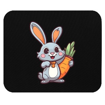 Discover Carrot-Loving Easter Bunny: Cute 2D Design Mouse Pads