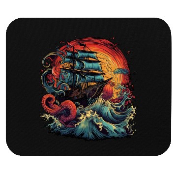 Discover Pirate Ship vs The Kraken Mouse Pads
