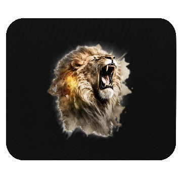 Discover lion head roaring Mouse Pads