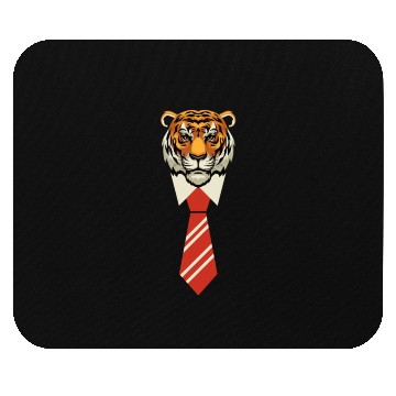 Discover Orange Red Beige Colorful Tiger With Tie Mouse Pads