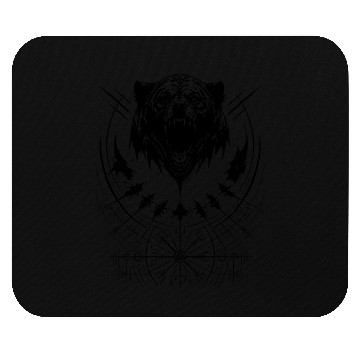 Discover Grizzly bear Vegvisir runes compass Viking tribal Mouse Pads