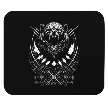 Discover Grizzly bear Vegvisir runes compass Germanic Tribe Mouse Pads