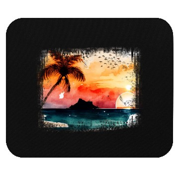Discover Beach Sunset Watercolor Design Art 5 Mouse Pads