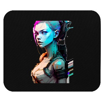 Discover High Tech Style Illustration of a Cyberpunk Girl Mouse Pads