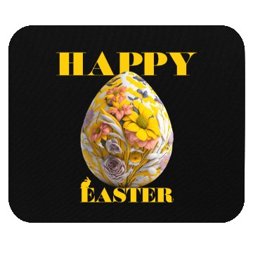 Discover Happy Easter Egg Design with Floral Elements Mouse Pads