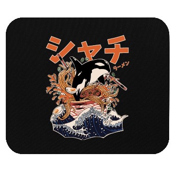 Discover The Great Orca Killer Whale Ramen (Japanese Text) Mouse Pads