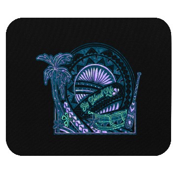 Discover Big Island Outrigger Canoe Teal Tribal Mouse Pads