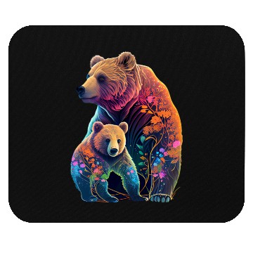 Discover Mother Bear and Cub Sublimation Graphic Wild Life Mouse Pads