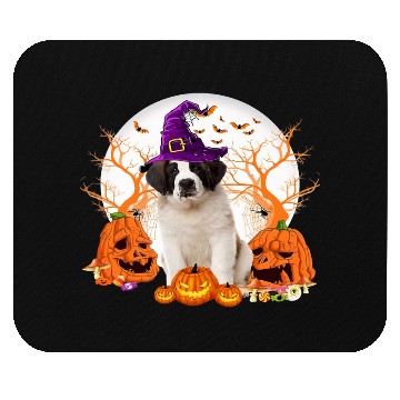 Discover Dog Halloween Saint Bernard Dog Jack O Lantern Mouse Pads