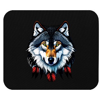 Discover Wolf howling at the moon graphic Mouse Pads