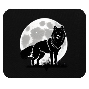 Discover Wolf howling at the moon graphic Mouse Pads