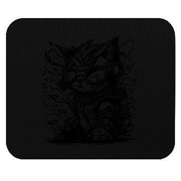 Discover Little Cool Space Cat Splash Tattoo Style Mouse Pads