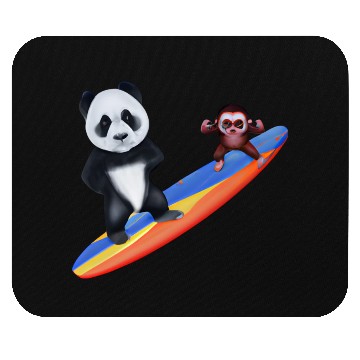 Discover Surfing panda and monkey Mouse Pads