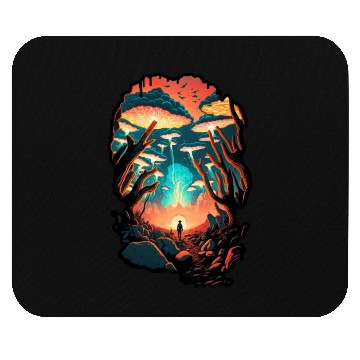 Discover Psychedelic Forest Surreal Wanderer Mushrooms Mouse Pads
