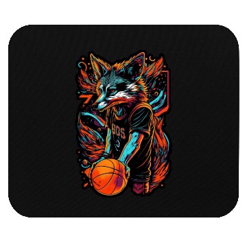 Discover Basketball fox player neon fox sport ball sport Mouse Pads