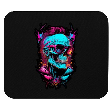 Discover Hipster retro 80s skull neon trend punk metal rock Mouse Pads