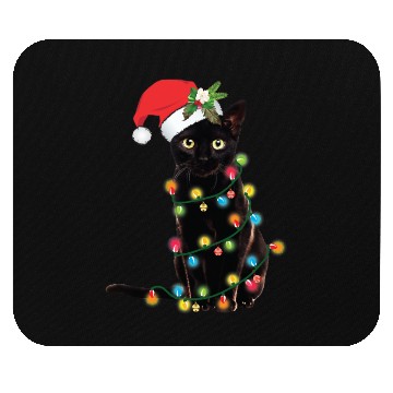 Discover Black Santa Cat Tangled Up In Lights Christmas Mouse Pads