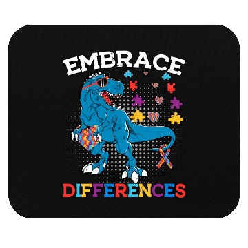 Discover Embrace Differences Funny Dinosaur Autism Mouse Pads