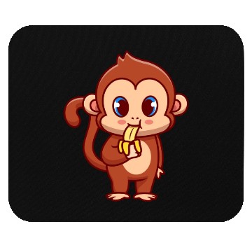 Discover Cute Monkey Eating Banana Cartoon Mouse Pads