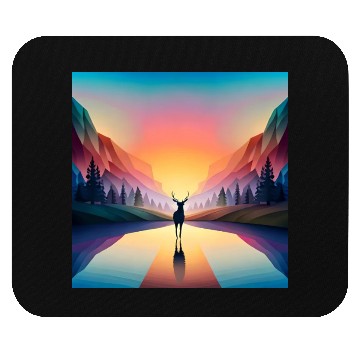 Discover A Deer in A Beautiful Sunset Scene Mouse Pads