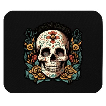 Discover Skull Dia de los Muertos Halloween Tattoo Mouse Pads