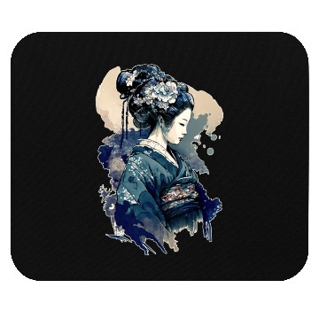 Discover Geisha Watercolor Sea Waves Asian Art Woman Mouse Pads