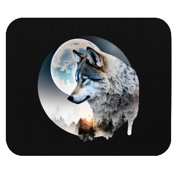 Discover Wolf Moonlight Forest Wild Werewolf Watercolor 3 Mouse Pads