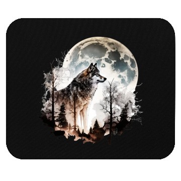 Discover Wolf Moonlight Forest Wild Werewolf Watercolor 5 Mouse Pads