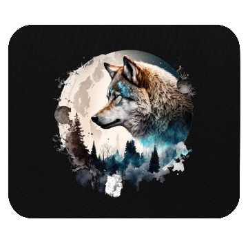 Discover Wolf Moonlight Forest Wild Werewolf Watercolor Mouse Pads