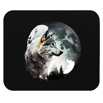 Discover Wolf Moonlight Forest Wild Werewolf Watercolor 1 Mouse Pads