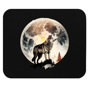 Discover Wolf Moonlight Forest Wild Werewolf Watercolor 4 Mouse Pads