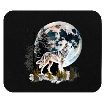 Discover Wolf Moonlight Forest Wild Werewolf Watercolor 2 Mouse Pads