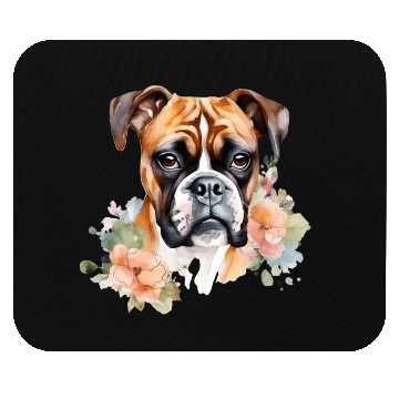 Discover Boxer Dog Watercolor Floral Mouse Pads