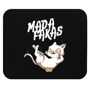 Discover Clumsy Cat I Madafakas I White Cat Mouse Pads