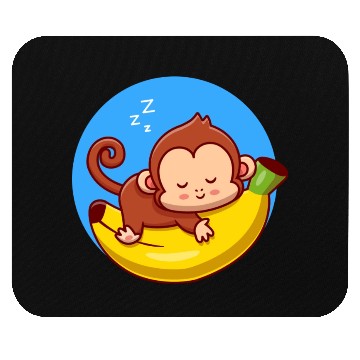 Discover Cute Monkey Sleeping On Banana Cartoon Mouse Pads