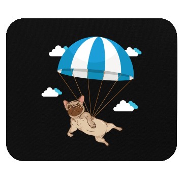 Discover Funny Pug Dog Lover Pet Skydiving Parachute Mouse Pads
