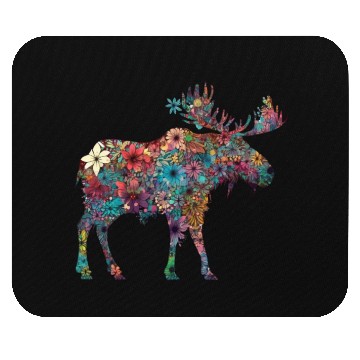 Discover Floral Moose Elk Deer Wild Animal Watercolor 3 Mouse Pads