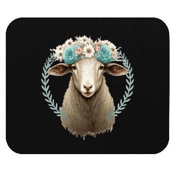 Discover Flower Crown Sheep Floral Farm Animal Pet Mouse Pads