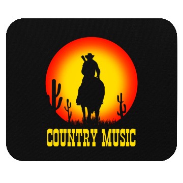 Discover country music cowboy on horse with guitar - sunset Mouse Pads