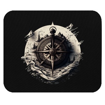 Discover navy compass Mouse Pads
