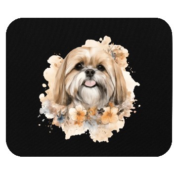 Discover Lhasa Apso Dog Watercolor Floral Mouse Pads