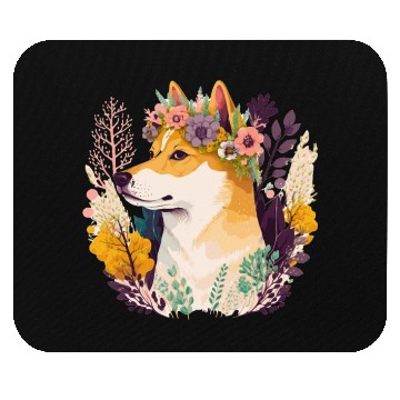 Discover Cute Shiba Inu Flower Crown Pet Dog Breed Floral P Mouse Pads