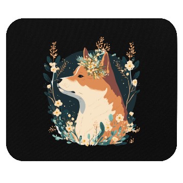 Discover Cute Shiba Inu Flower Crown Pet Dog Breed Puppy Wa Mouse Pads