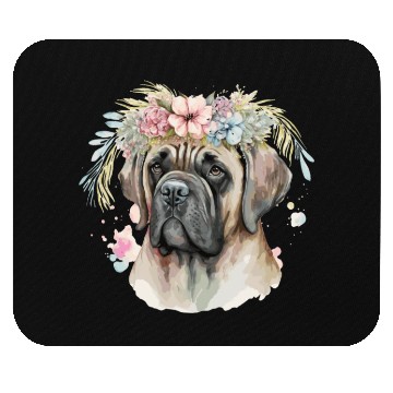 Discover Cute English Mastiff Flower Crown Pet Dog Breed Fl Mouse Pads