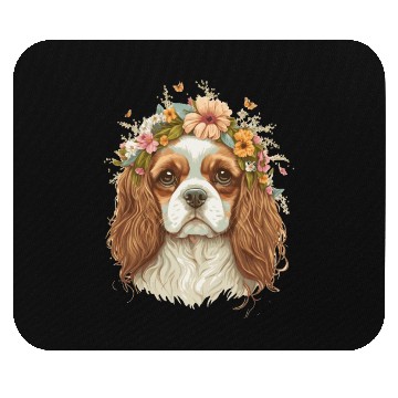 Discover Cavalier King Charles Spaniel Flower Crown Dog Flo Mouse Pads